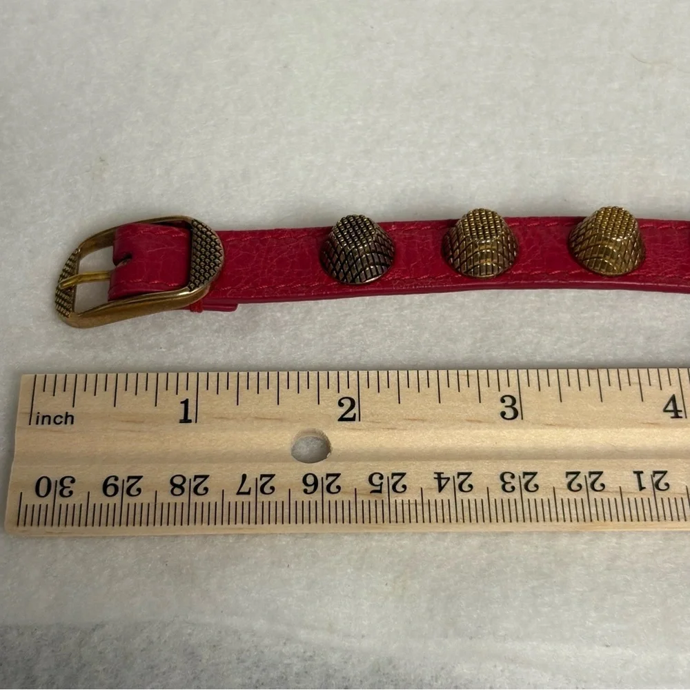 BALENCIAGA Giant Studded Leather Arena Red Bracelet
